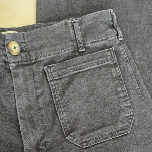 Mauve The Colette Denim High-Rise Cropped Wide-Leg Jeans  Wash Black - Size 31P - Picture 9 of 16